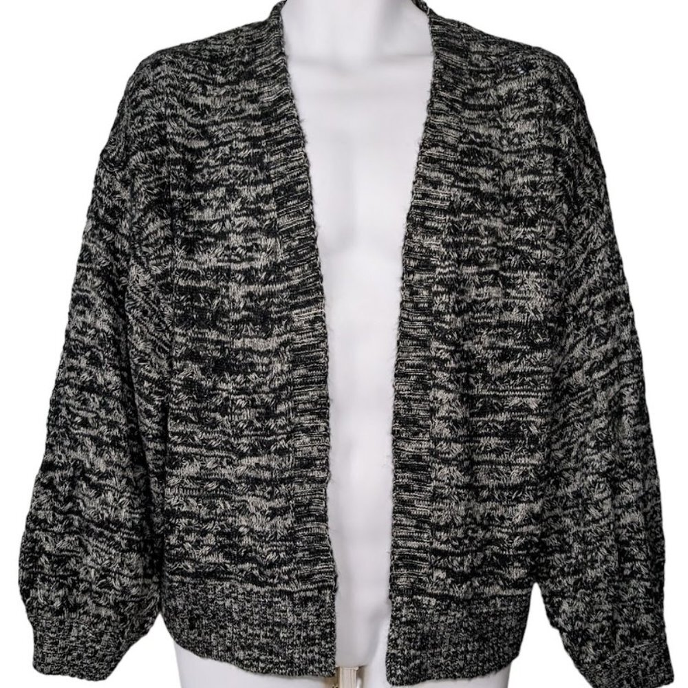 Kendall & Kylie Womens Oversized Gray Black Cardigan Balloon Sleeve One Size NEW